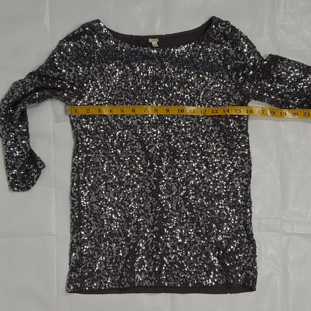 J. Crew Silver Sequined Long Sleeve T-shirt